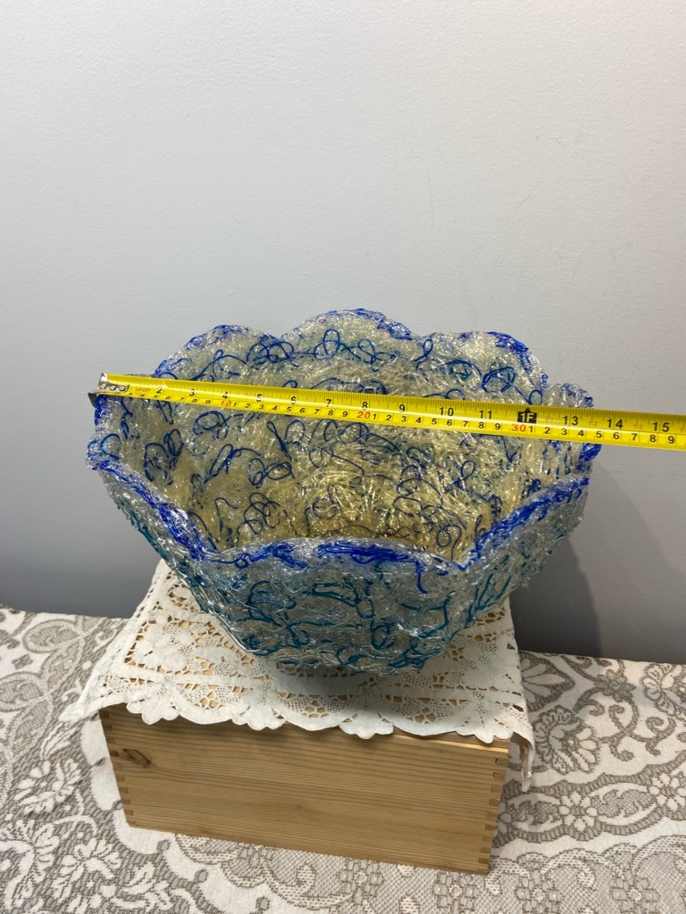 Vintage Spaghetti Spun Lucite Swag Lamp Shade - Picture 8 of 9